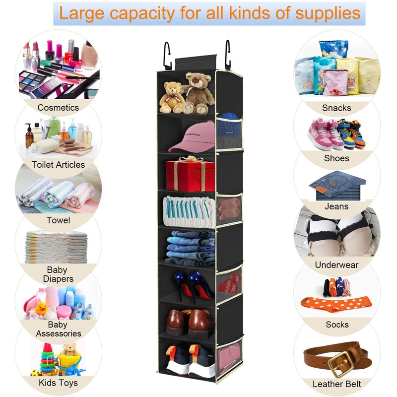 roomtalk Large-Sized Hanging Shoe Organizer 8-Shelf, Hanging Closet Organizer with