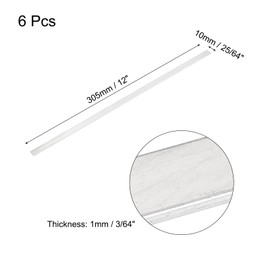 sourcing map 6 Pcs Square Aluminum Flat Bar, 3/64" (1mm) Thick x 25/64" (10mm) Width x 12" (305mm) Long 6061 Aluminum Flat Plate Solid New Mill Stock for Industrial Building