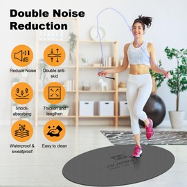 JUJOMAT Jump Rope Mat – Large Non-Slip Exercise Mat with Oval Design 55’’x35’’, Shock Absorbing for Indoor & Outdoor Use, Protects Floors and Rope, Ideal for Home Gym Workouts（grey）