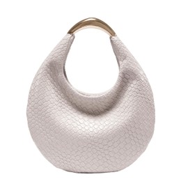 Women's Braided Leather Hobo Bag, Handmade Woven Top Handle Shoulder Handbag Lightweight & Stylish Underarm Purse (Beige)