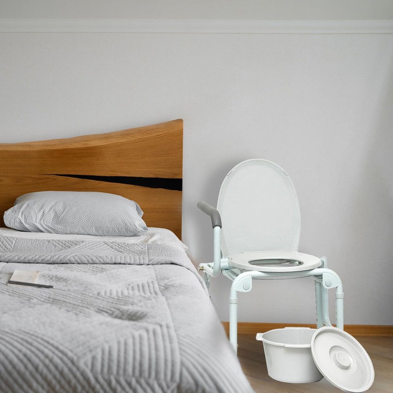 ProBasics Drop Arm Adjustable Bedside Folding Commode Chair Portable with