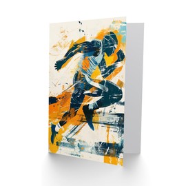 Artery8 Athlete Runner Sport Orange Blue Grunge Graffiti For Him Man Birthday Card