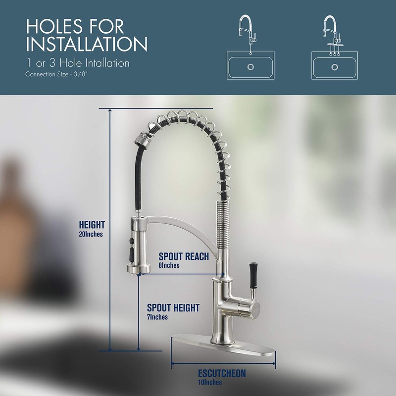 GUUKAR Kitchen Faucet with Pull Down Sprayer, Single Handle Brushed