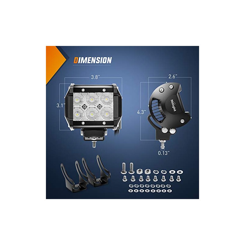 Nilight Barras de Luz LED de 10.2 cm, 18 W,