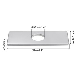 uxcell 6 Inch Hole Cover Deck Plate Escutcheon, Stainless Steel Sink Cover Plate for Bathroom or Kitchen Sink Faucet, Rectangle((Silver)