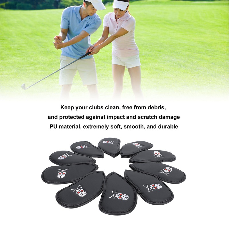 10PCS Golf Club Head Cover PU Leather Protective Abrasion Resistant