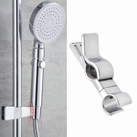 Shower Head Holder 45° Rotation Adjustable Shower Head Bracket, Universal 18-25MM Shower Head Rail Head Bracket Holder for Slide Bar Slider Clamp Bathroom Replacement (Silver)