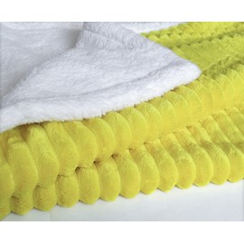 eYone Boy or Girl Large Baby Sherpa Fleece Blanket for Nursery Cot, Car Seat, Pram (80 * 110 cm) (yellow)