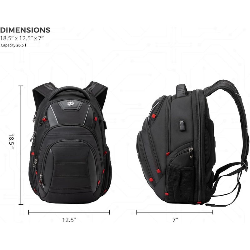 Swissdigital Design Travel Backpack for men, TSA Friendly USB Charging