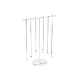 Ausalivan Necklace Holder Organizer,Small Jewelry Storage Display Stand for Women and Men,Multi-functional Bracelet Hanger with Space-saving Design (White)