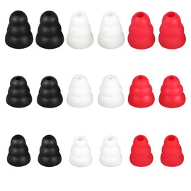 N&P Earbud Tips Earbud Covers Triple Flange Ear Tip, 9 Pairs S/M/L Size Triple Flange Noise Isolate Silicone Cushion Ear Bud Tips with 3.8mm Connector Hole, Fit for Most in Ear Earphone