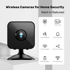 Mini Camera, 4K WiFi Wireless Camera Small Portable HD Nanny Cam with Motion Detection, Cloud & SD Storage, Night Vision Micro Security Cameras for Home Office Car Pet Baby Bathroom Indoor & Outdoor