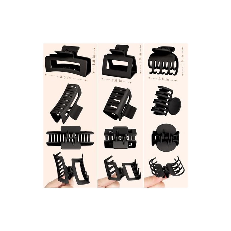 12 PCS Hair Claw Clips for Women – Small Medium