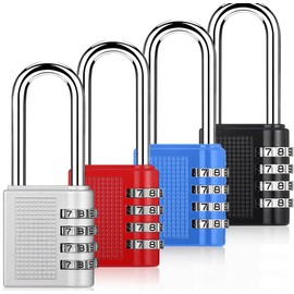 Kellegour Pack of 4 Luggage Locks, Combination Lock 4 Digit Padlock with Combination Code, 4-Digit Locks, Combination Lock for Suitcase, Backpacks, Purse, Trunk, Jewellery Box