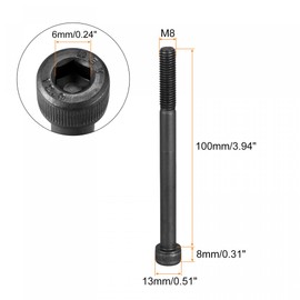 uxcell M8x100mm Socket Head Bolts 12.9 Grade Alloy Steel Cap Screws Half Thread 10pcs
