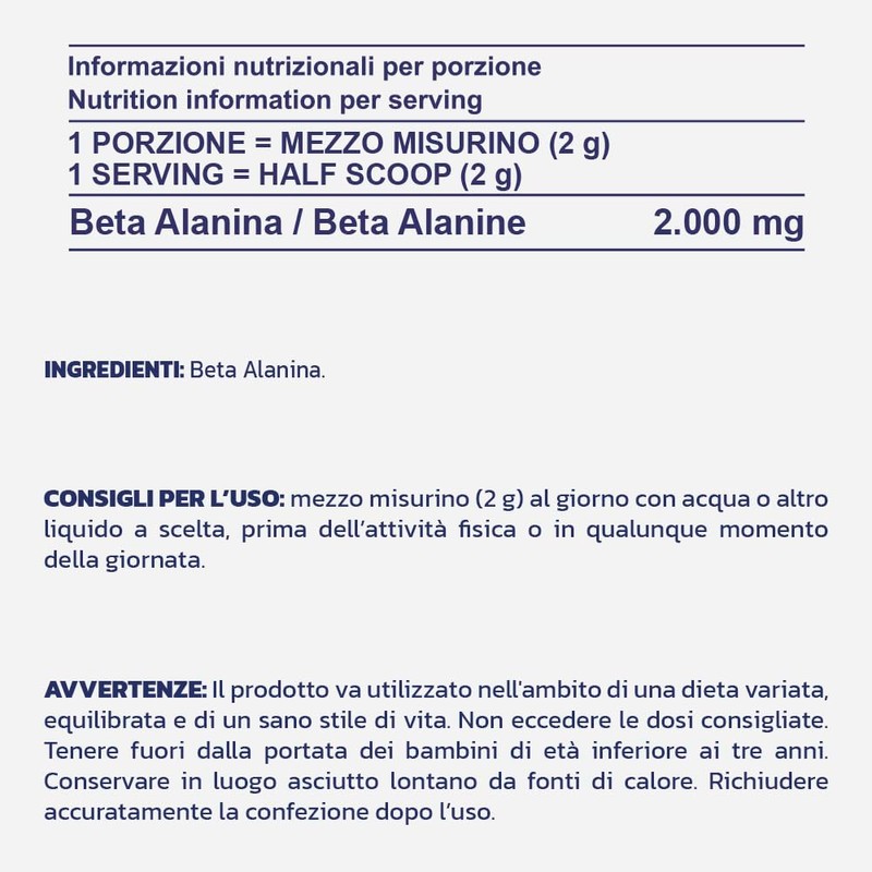 PROLABS BETA-ALANINA POLVERE – Beta Alanina Pura 100% | Resistenza