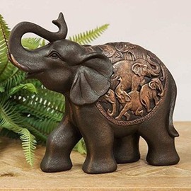 Widdop RESIN ELEPHANT FIGURINE WITH TRUNK RAISED 20CM