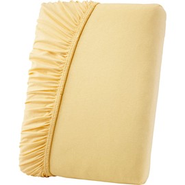 Primbausch Fitted Sheet Made of Finest Cotton, Oeko-Tex Standard 100 (Sizes: 90 x 190 cm - 100 x 200 cm, Colour: Yellow/Light Yellow)