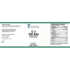 Bio Essence Health Science 1244C Xie Bai,  Macrostem Onion (Raw), 100 Capsules/bottl