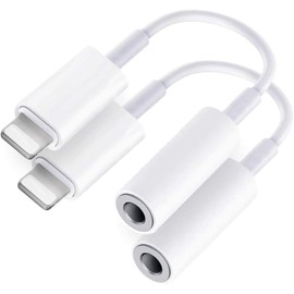 FazeeXone 3.5mm Headphone Jack Adapter for iOS Phones Compatible with 14/13/12/11/Plus/Pro/Pro Max/Mini/XR/XS/XS/X / 8/8 Plus/7/7 Plus (Pack of 2).