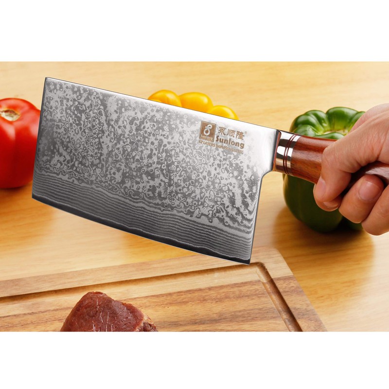 SUNLONG Meat Cleaver 7 inch Chinese Vegetable Cleaver -Japanese Hammered