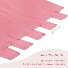 WENNALIFE Tape Extensions Real Hair Peach Pink 10 Pieces Tape-In Extensions Real Hair 30 g 65 cm Invisible Hair Extensions Real Hair Invisible Straight Real Hair Extensions Tape Highlight for Girls