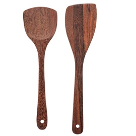 MyFurtive Wooden Spatulas - Eco-Friendly, Durable & Ergonomic Kitchen Utensils - Non-Scratch Cooking Tools for Stirring, Flipping & Serving - Set of 2 (12.8” & 12”)