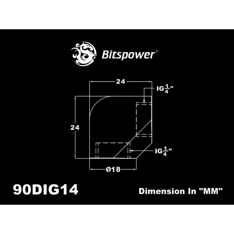 Bitspower True Brass 90-Degree With Dual Inner G1/4" Extender