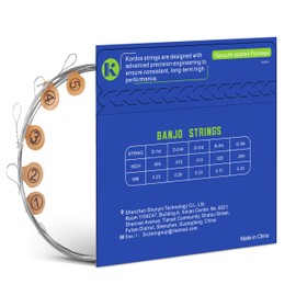 KORDOS Banjo Strings 5 string Set Light Loop End, Vacuum-Sealed Packing Long Life, 5 String Banjo Strings Set - 70/30 Phorsphor Bronze, Hex Carbon Steel Core, Light Gauge, 9-20
