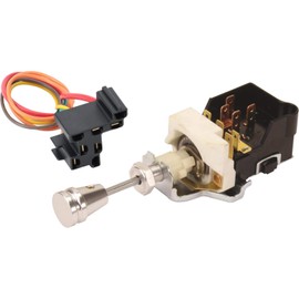 Universal Billet Headlight Switch and Pigtail Kit - 6.50" Extended Length - On/Off with Park Light Function - Dash Light Dimmer - Aluminum Knob Included - Easy Installation