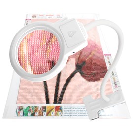 Kulannder LED Magnifying Lamp for Diamond Painting Tools, 4X & 6X Magnifier LED Light with Clip and Flexible Neck for 5D Diamond Painting and Cross Stitch Tool Accessory Magnifier Lamp, White…