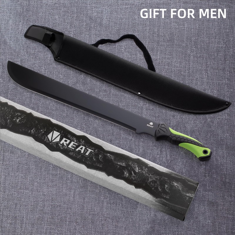 REAT Gardening Heavy Duty Machete,24" Full Tang Machete with Shaeth,Ergonomic