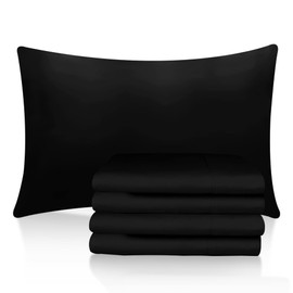Sunshine Comforts Pillow Cases 4 pack -Microfiber luxury Pillow Cases/Pillow Protectors, Hotel Quality Fabric & Wrinkle free pillowcase 4 pack (Standard Size 75x50 cm, Black)