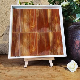 Generic 2 Sheets Brown Stained Glass Sheets Assorted Colors, 4 x 4 inch Art Glass Mosaic Tiles for Crafts, Stained Glass