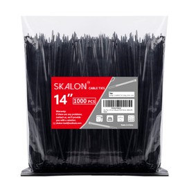 Zip Ties 14 inch (1000 Pack), Black, 50lb Tensile Strength, UV Resistant Cable Ties for indoor and outdoor by SKALON