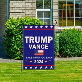 Trump Vance 2024 Garden Flag 12.5x18 Inch Vote Trump Vance 2024 Take American Back Garden Flag President Small Double Sided Garden Flag Outdoor Decoration(Blue)
