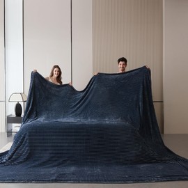 Oversized King Fleece Blanket 120x138 Inches, Seamless Soft Cozy 3D Jacquard Flannel Blanket 10'x11.5' Extra Large for Bed, Sofa, Travel & Camping, California King Throw, Dark Grey - Oval Pattern