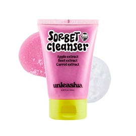 UNLEASHIA ABC Sorbet Cleanser | All-in-One 3-in-1 Moisturizing Facial Wash: Face Mask, Foaming Cleanser, Gentle Scrub- with ABC Apple, Beet, Carrot Extract for Sensitive Skin