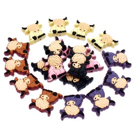 Juego de 20 abalorio focales de silicona para sentarse a las vacas de las tierras altas, accesorio de abalorio sueltas para hacer llaveros, pulseras, collares, bolígrafos, cordones