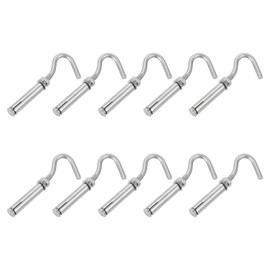 sourcing map 10Pcs M6 304 Stainless Steel Expansion Hook, Standard Open Cup Expansion Bolt Screw Concrete Hook for Wall Ceiling Concrete Masonry
