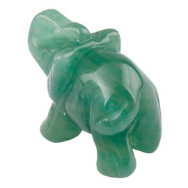 Nupuyai Elephant Figure Gemstone Crystal Lucky Elephant Healing Stone Lucky Charm Elephant Figure Reiki Fengshui Decoration (Green Aventurine)