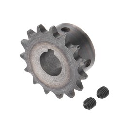 Kozelo DIN/ISO 06B Roller Chain Sprocket 15T [ 16mm Bore x 3/8" Pitch ] Motor Drive Gear, for Machinery, A3 Carbon Steel, Silver Tone