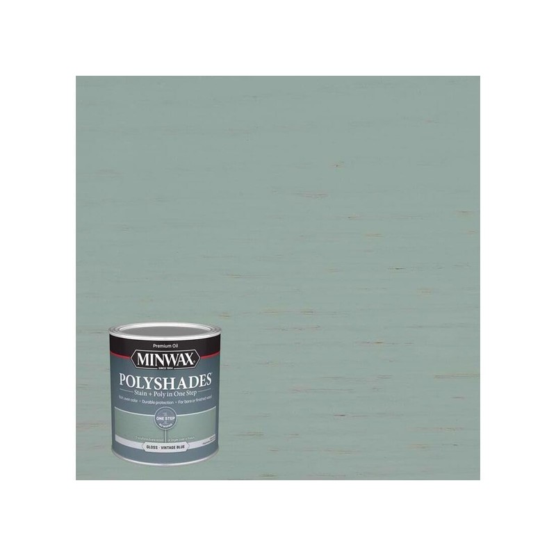 Minwax Polyshades Semi-Transparent Gloss Vintage Blue Stain/Polyurethane Finish 1 qt