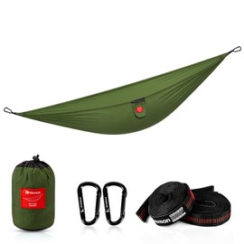 Outdoor Hängematte Nylon Camping Reisehängematte - Ultraleicht Reise Hängematte Mit Zwei Baumgurten,270 * 145cm für Camping Backpacking Wandern Picknick Garten Strand (Grün)