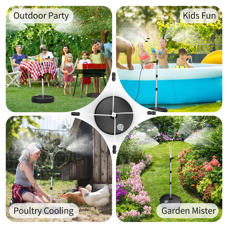 Portable Standing Misting Cooling System - 4 Nozzles DIY Sprayer