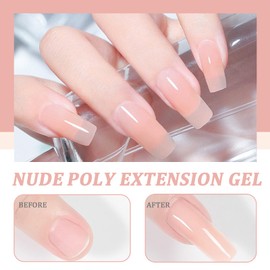 Poly Gel - Nude Color Polygel - 30mL Nail Extension Gel Hard Nail Builder Gel - Builder Gel For Nails Enhancement And Thickening - Crystal Acrylic Polygel Nail Extension For Nail Art DIY