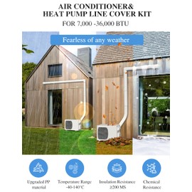 WEETALL 4'' 16 Ft Mini Split Line Set Cover with Flexible Pipe, Upgrade PP Heat-Resistant & Paintable, Central AC and Heat Pumps-Full Set, No Other Parts Needed