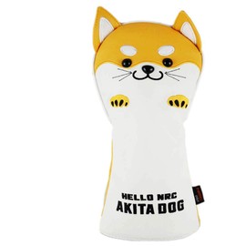 Golf Club Cover Akita Inu/Tilt Cat Cute Yellow Hood Wood Iron Putter Hybrid Cover (DR/FW/UT) Adjustable Label 460cc Leather Waterproof Rust Proof Plush PU Leather Club Headcover ..