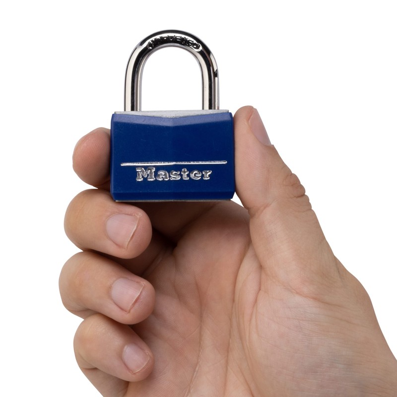 Master Lock Blue Vinyl Covered Aluminum Keyed Padlock, Small Lock