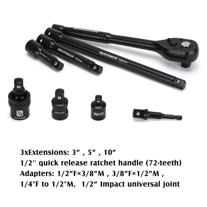 MIXPOWER 38-Piece 1/2-Inch Drive Deep Impact Socket Master Set with